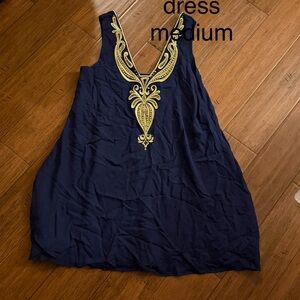 Lilly Pulitzer Owen Navy Dress with Gold Embroidery nwot